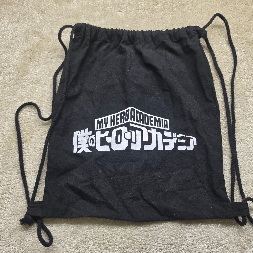 My Hero Academia Drawstring Backpack Black Cinch Bag Anime Manga Logo UA Academy